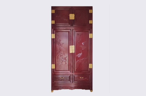 涉县高端中式家居装修深红色纯实木衣柜
